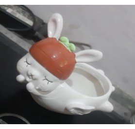 Cute White Rabbit Resin Pot